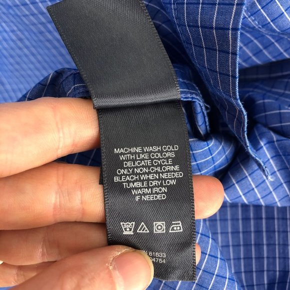 Kenneth Cole Reaction Men's Size Large Blue White Plaid Button Down Shirt - Picture 8 of 10